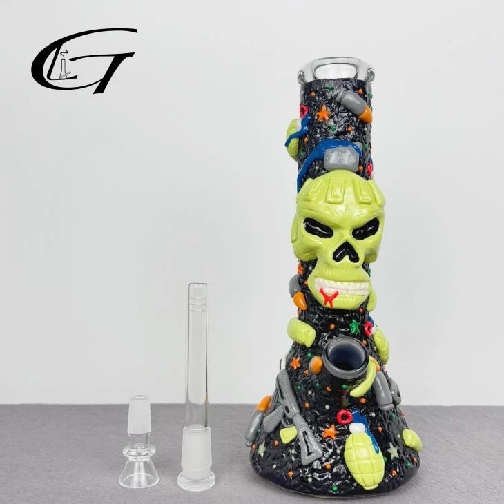 Clay 3D Skull Glass Bong Beaker